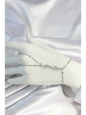 316L Çelik Zincirli Gümüş Baget Zirkon Taşlı Şahmeran