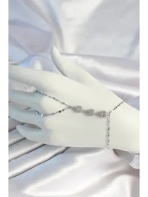 316L Çelik Zincirli Gümüş Renk Baget Zirkon Taşlı Şahmeran