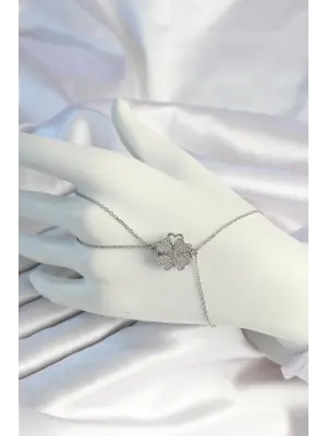 316L Çelik Zincirli Gümüş Renk Dönen Yonca Şahmeran