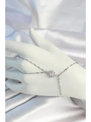 316L Çelik Zincirli Gümüş Renk Zirkon Taşlı Kutup Yıldızı Figürlü Şahmeran