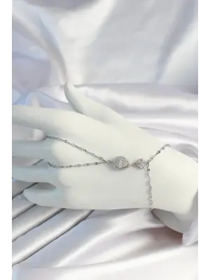 316L Çelik Zincirli Gümüş Renk Zirkon Taşlı Şahmeran