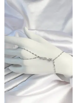 316L Çelik Zincirli Gümüş Renk Zirkon Taşlı Şahmeran