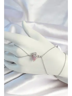 316L Çelik Zincirli Gümüş Zirkon Taşlı Kuğu Şahmeran