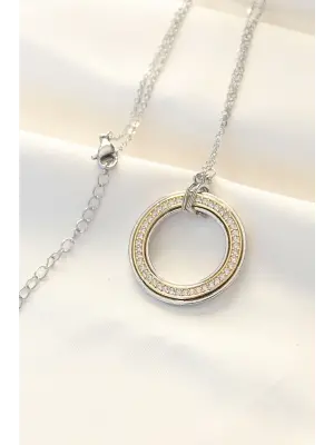  Zirkon Taşlı Çift li Tifany Çelik Kolye