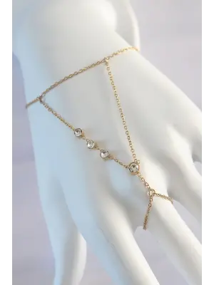 316L Çelik Zirkon Taşlı Gold Renk Su Yolu Tasarımlı Şahmeran