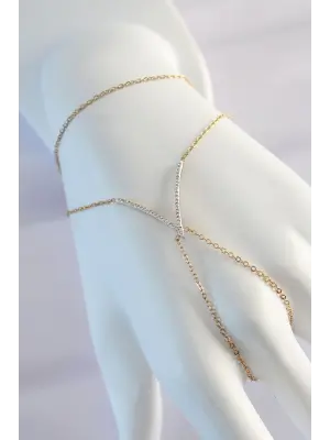 316L Çelik Zirkon Taşlı Gold Renk V Model Şahmeran