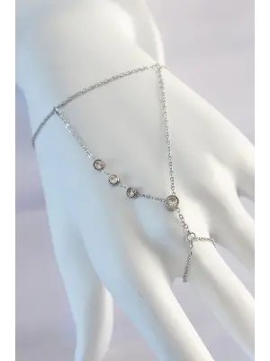 316L Çelik Zirkon Taşlı Gümüş Renk Su Yolu Tasarımlı Şahmeran