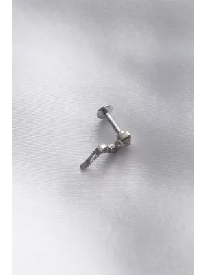 316L Cerrahi Çelik 6 mm Gümüş Renk Yılan Tragus Piercing