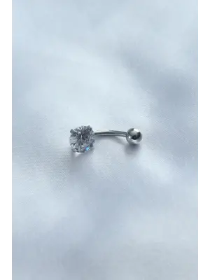 316L Cerrahi Çelik Zirkon Taşlı Göbek Piercing
