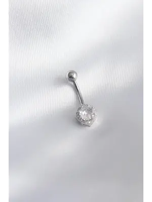 316L Cerrahi Çelik Zirkon Taşlı Kadın Göbek Piercing