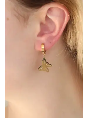 316L Kararmaz Çelik Gold Renk Kelebek Kadın Küpe