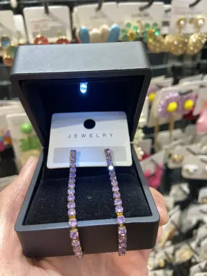 Mor Zirkon Taşlı İnce Su Yolu Küpe