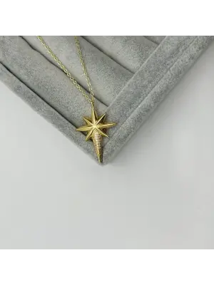 Kuzey / Kutup Yıldızı Kolye Altın Renkli Taşlı