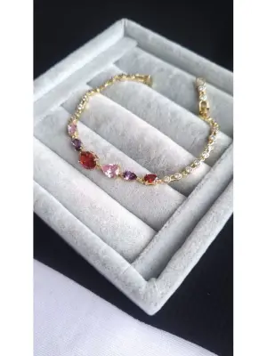 14K Vip Model Rose Renk Taşlı Bileklik