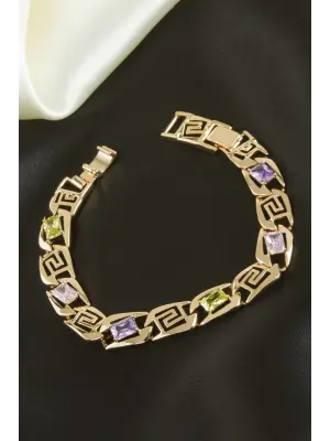 14K Gurmet Vip Rose Renk Taşlı Bileklik