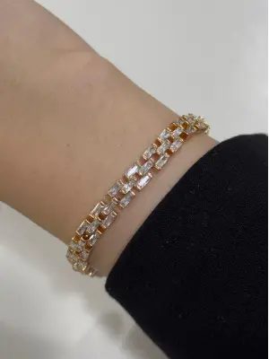 14K Sarı Taşlı Abiyelik Bileklik