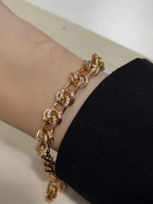 Samanyolu Model Zincirli Ara Ara Minik Taşlı Rose Bileklik