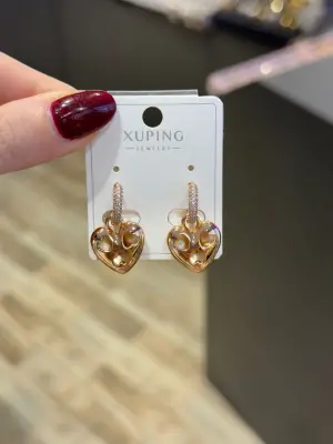 Kalpli Xuping Çelik Rose Küpe