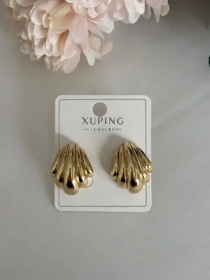 Gold Tırtık Desenli Sarmal Küpe Xuping Çelik