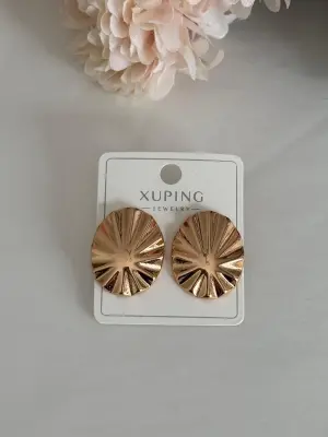 Plaka Model Düz Büyük Altın Küpe