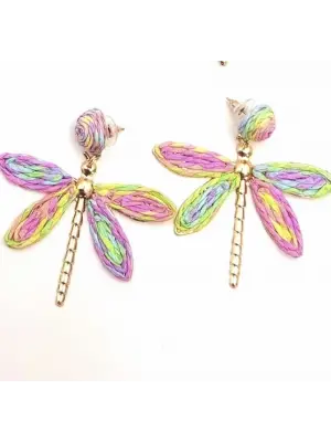 Rengarenk Gökkuşağı Yusufcuk Hasır Küpe