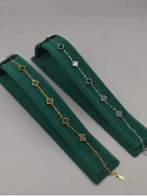 Siyah Van Cleef Yonca Bileklik