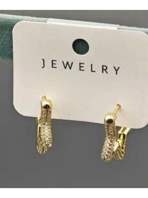 Yıldız Şeklinde Halka Model Taşlı Çelik Küpe