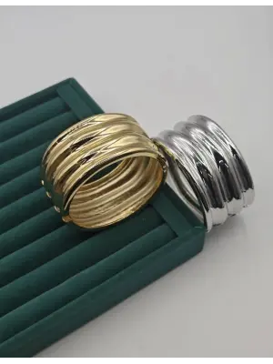 Kalın Bombeli Kelepçe Bileklik Zara Model Gold ve Gümüş