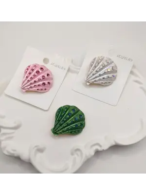 İstiridye Şekilli Kadın Yaka İğnesi Broşu