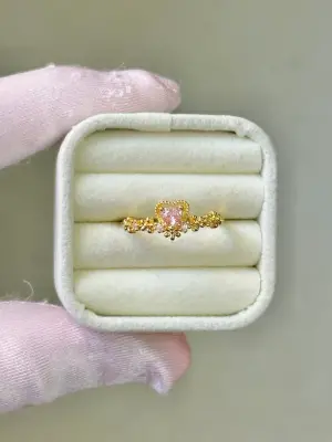 Kalpli Yoncalı Renkli Gold Kadın Yüzük