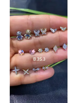 Toplu Tragus Piercingler 2 (Gümüş Yıldız, Fiyonk, Ayıcık(