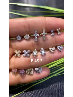 Tragus Küpe Modelleri 3 (Hristiyan Hacı, Kar Tane, Pembe Kalp, Çiçek)