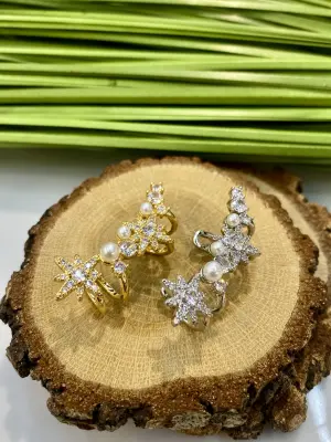 İncili Kar Tanesi Delik Gerektirmeyen Kıkırdak Küpe