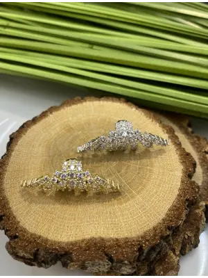 Taşlı Prenses Model Sıkıştırmalı Earcuff Kıkırdak Küpe