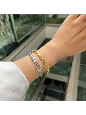 Güneş Kelepçe Bileklik Taşsız Gold ve Gümüş Seçenek