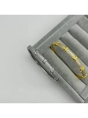 Tiffany Xoxo Kelepçe Bileklik Gold ve Gümüş Renk