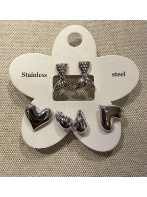 Balık Kuyruğu ve Kalpli Çoklu Küpe Seti (6lı)