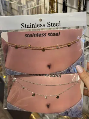 Kalp Figürlü Çift Katlı Göbek Zinciri Zarif Vücut Kolyesi