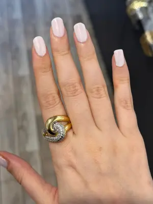 Büyük Zincir Model İç İçe Geçmiş 2 Parçalı Çelik Yüzük