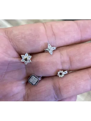 Çiçek Desenli Tragus / Helix Piercing Cerrahi Çelik Gümüş Kaplama