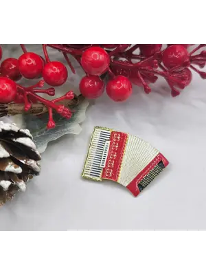 Müzik Aleti Akordeon Motifli Kadın Broşu Yaka İğnesi