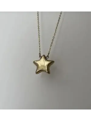 14K Rose Gold Bombeli Taşsız Yıldız Kolye