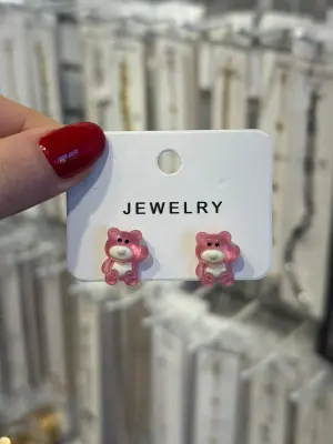 Şeffaf Pembe Ayıcık Çelik Çocuk Küpesi