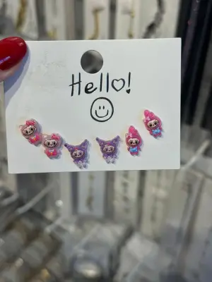 Anime Karakterli 6’lı Kız Çocuk Küpe Seti