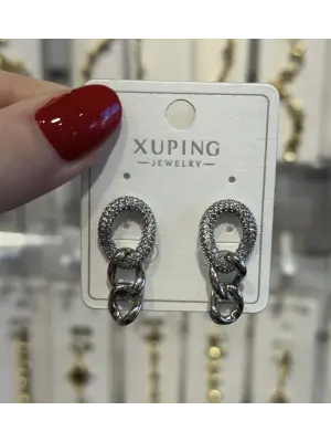 Zincir Model Vip Taşlı Sallantılı Gümüş Xuping Küpe