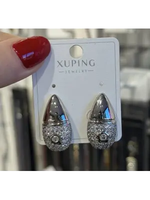 Taşlı Yıldız Detaylı Kalem Model Damla Bottega Gümüş Renk Küpe