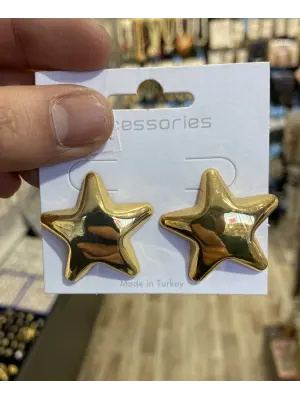 Altın Renk Günlük Model Bombeli Çelik Yıldız Küpe