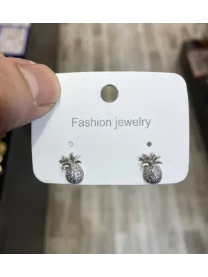 Taşlı Avokado - Hindistan Cevizi Figürlü Çelik Çocuk Küpesi