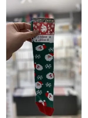 Yeni Yıl Çorabı Noel Babalı Uzun Model Orta Kalınlıkta Unisex