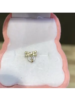 Pırlanta Taşlı Orta Boy Altın Renk Tragus Piercing Küpe